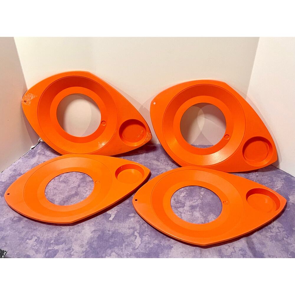 Set of 8 Vintage Retro WILPAK No. 1000 Orange Plastic Plate & Cup Holders